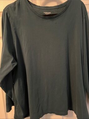 Lands' End Women's Long-Sleeve Crewneck Top - Teal Blue 3x petite